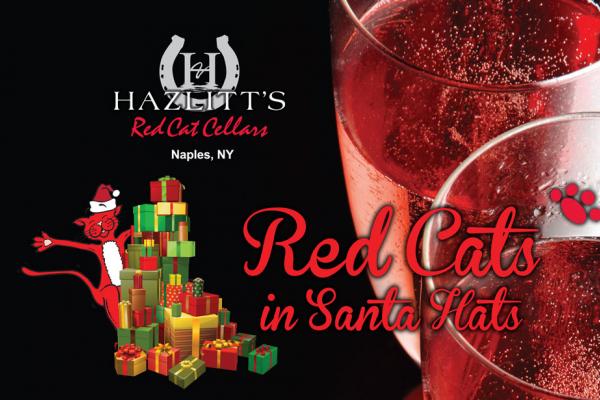 Red Cats in Santa Hats at Hazlitt's Red Cat Cellars Saturday, December 8, 2018