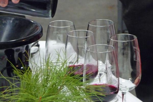Glasses of red wine at Keuka Spring Vineyards' annual Holiday Barrel Tasting