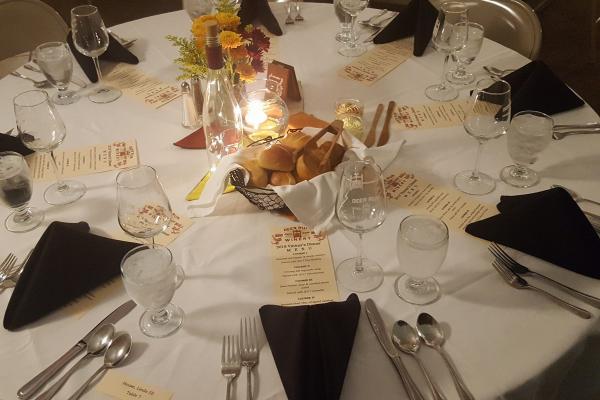 a table setting at Deer Run Winery