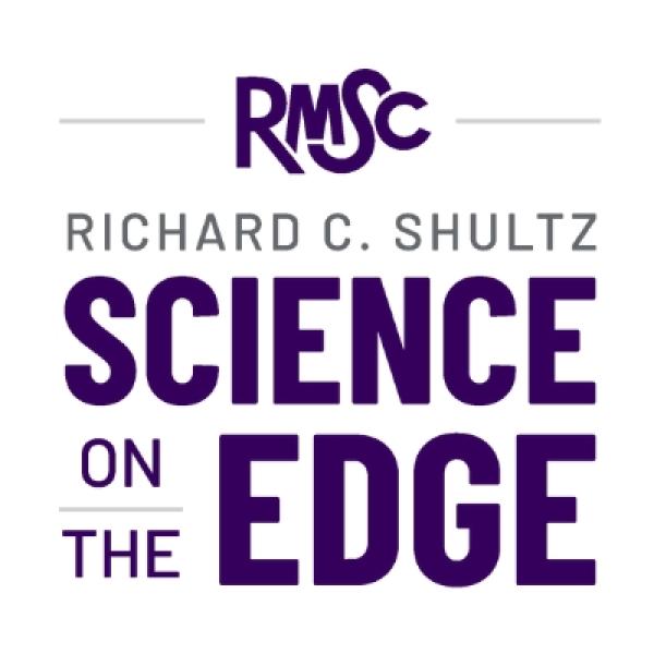 White background with purple RMSC Logo, the grey lettering "Richard C. Shultz" and then large purple lettering, "Science on the Edge".